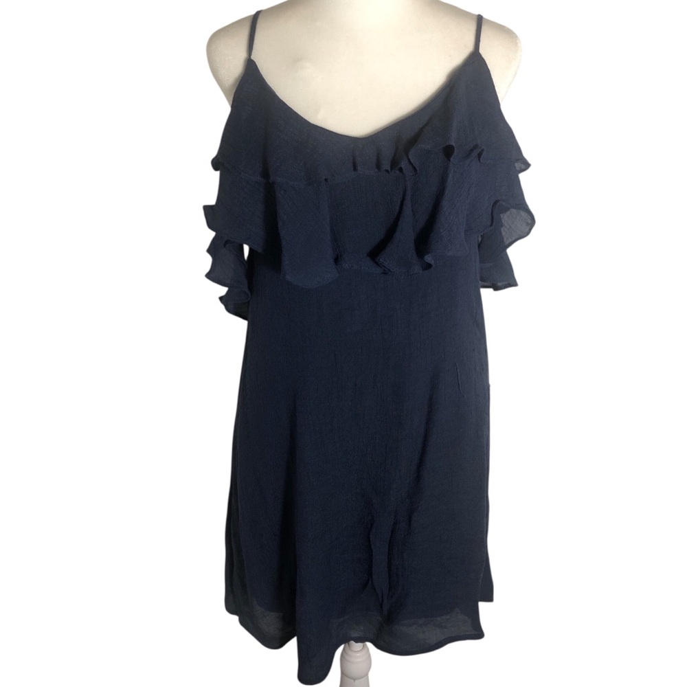 Jella C. Cold shoulder blue ruffled dress Sz Medium